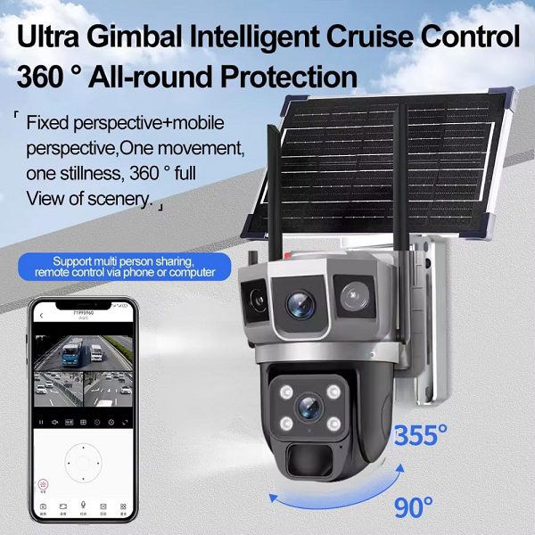 Aerbes AB-JK70-W Wifi 4MP Solar PTZ Camera With Dual Light, 8000mAh Battery And Two Way Audio V380 Pro App .