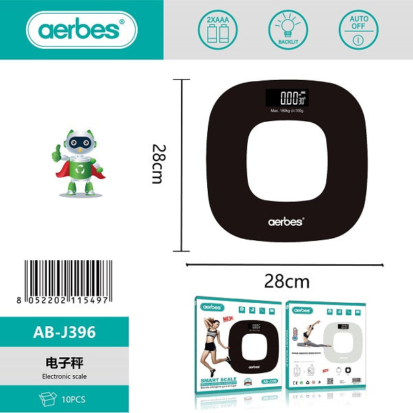 Aerbes AB-J396 LCD Smart Weight Scale with Temperature And Battery Display.