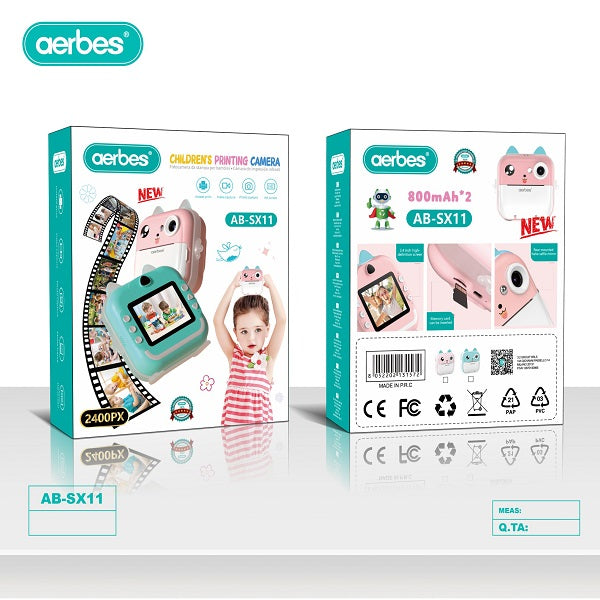 Aerbes AB-SX11 Kids Polaroid Printing Camera With 2 x 800mah Battery