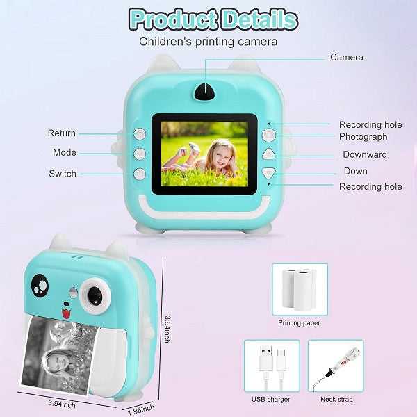 Aerbes AB-SX11 Kids Polaroid Printing Camera With 2 x 800mah Battery