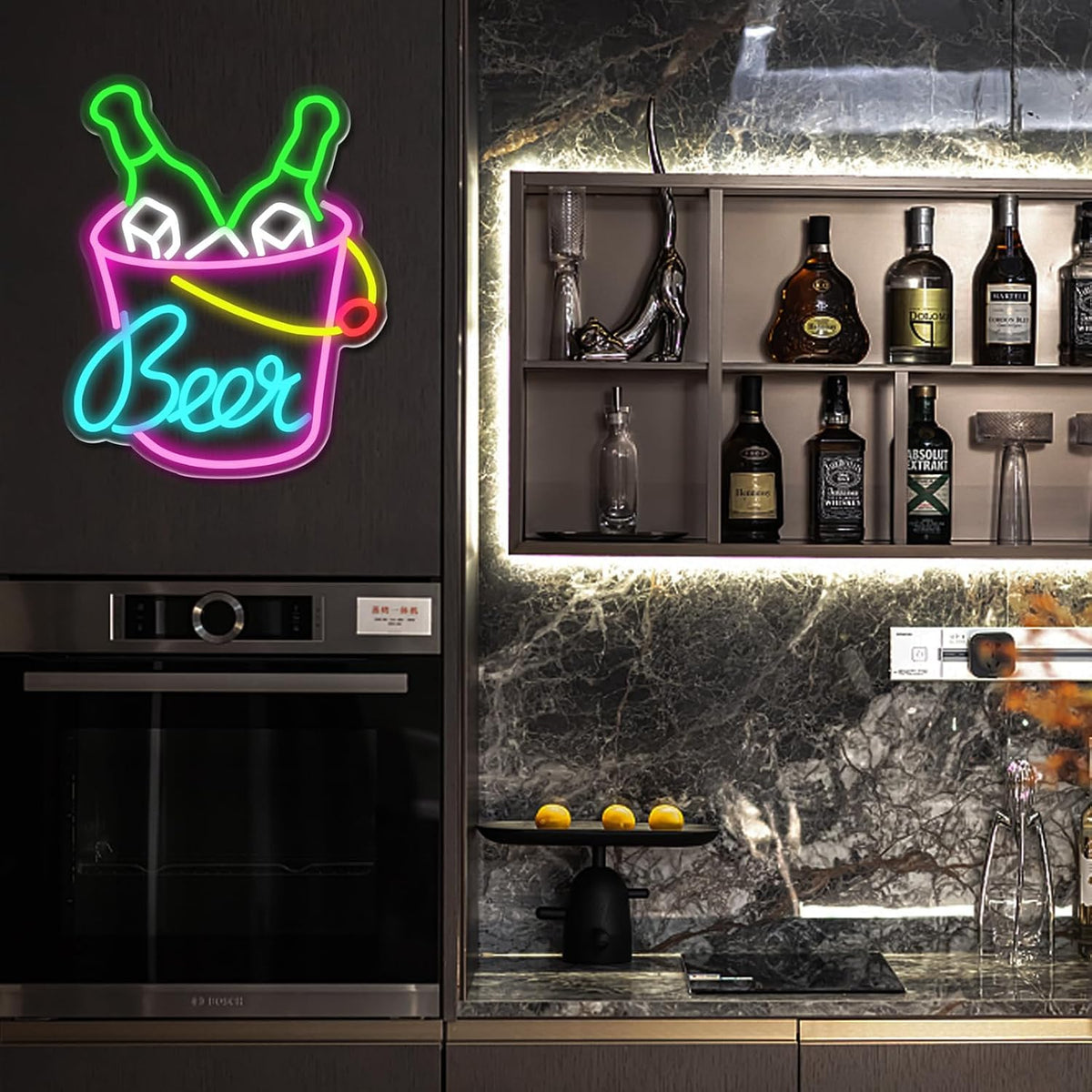 Beer Neon Sign Beer Barrel Signs USB Powered with dimmable Switch LED neon Light.