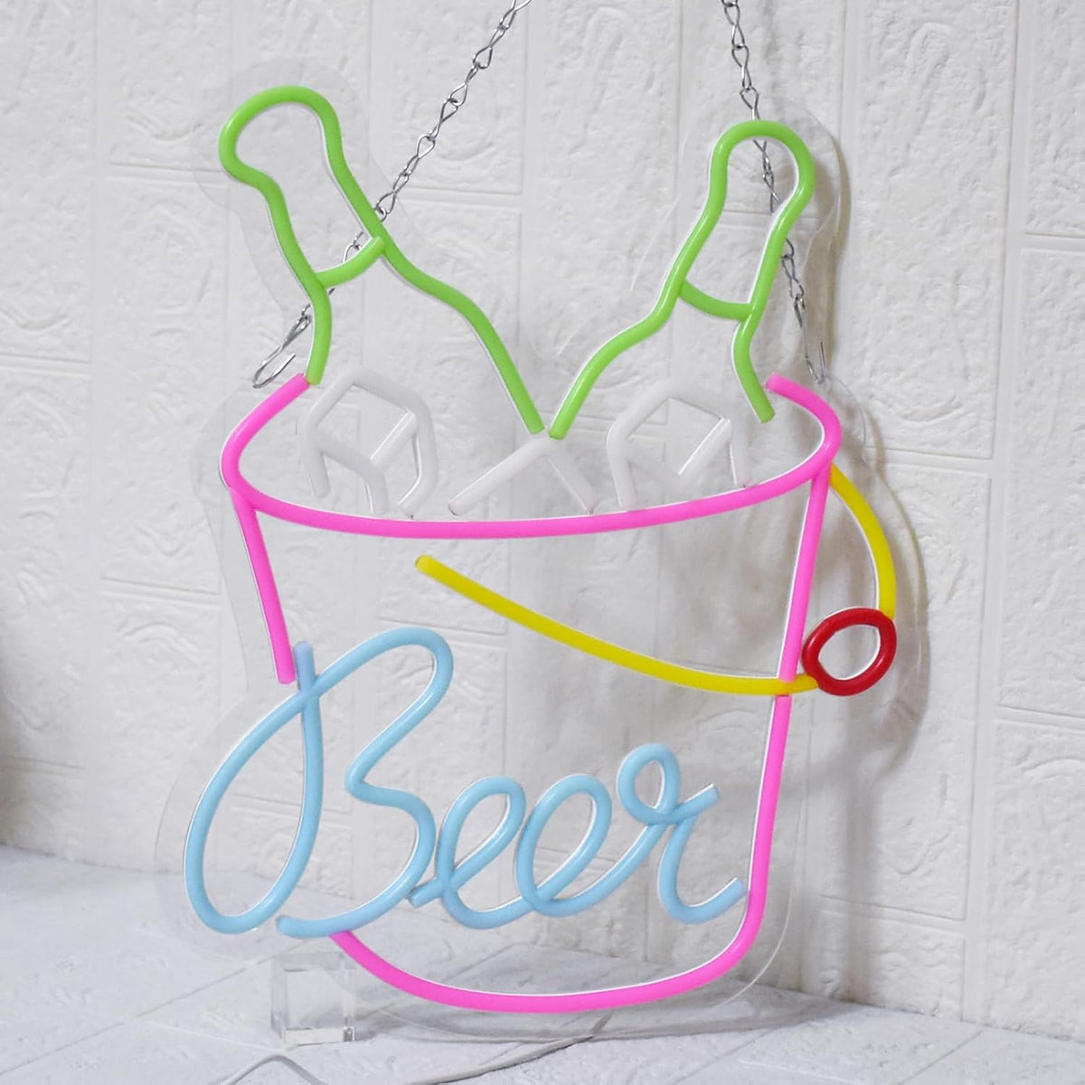 Beer Neon Sign Beer Barrel Signs USB Powered with dimmable Switch LED neon Light.