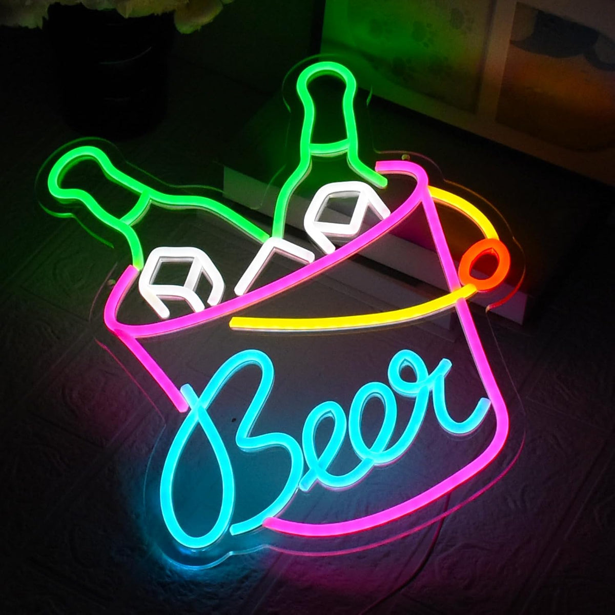 Beer Neon Sign Beer Barrel Signs USB Powered with dimmable Switch LED neon Light.