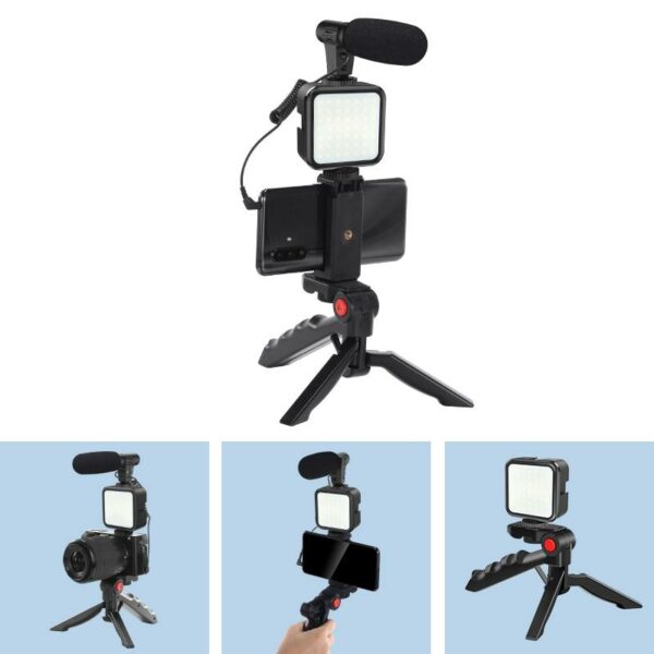 Aerbes AB-BG06 Smartphone Vlogging Kit with LED Fill Light, Microphone, Wireless Remote & Mini Tripod for Content Creation