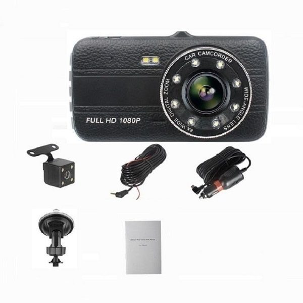 Aerbes AB-Q610 HD 1080P HDR Dual Dash Camera with Rear Camera, 4″ IPS Display, 170° Wide Angle, G-Sensor & Parking Monitor