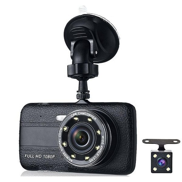 Aerbes AB-Q610 HD 1080P HDR Dual Dash Camera with Rear Camera, 4″ IPS Display, 170° Wide Angle, G-Sensor & Parking Monitor