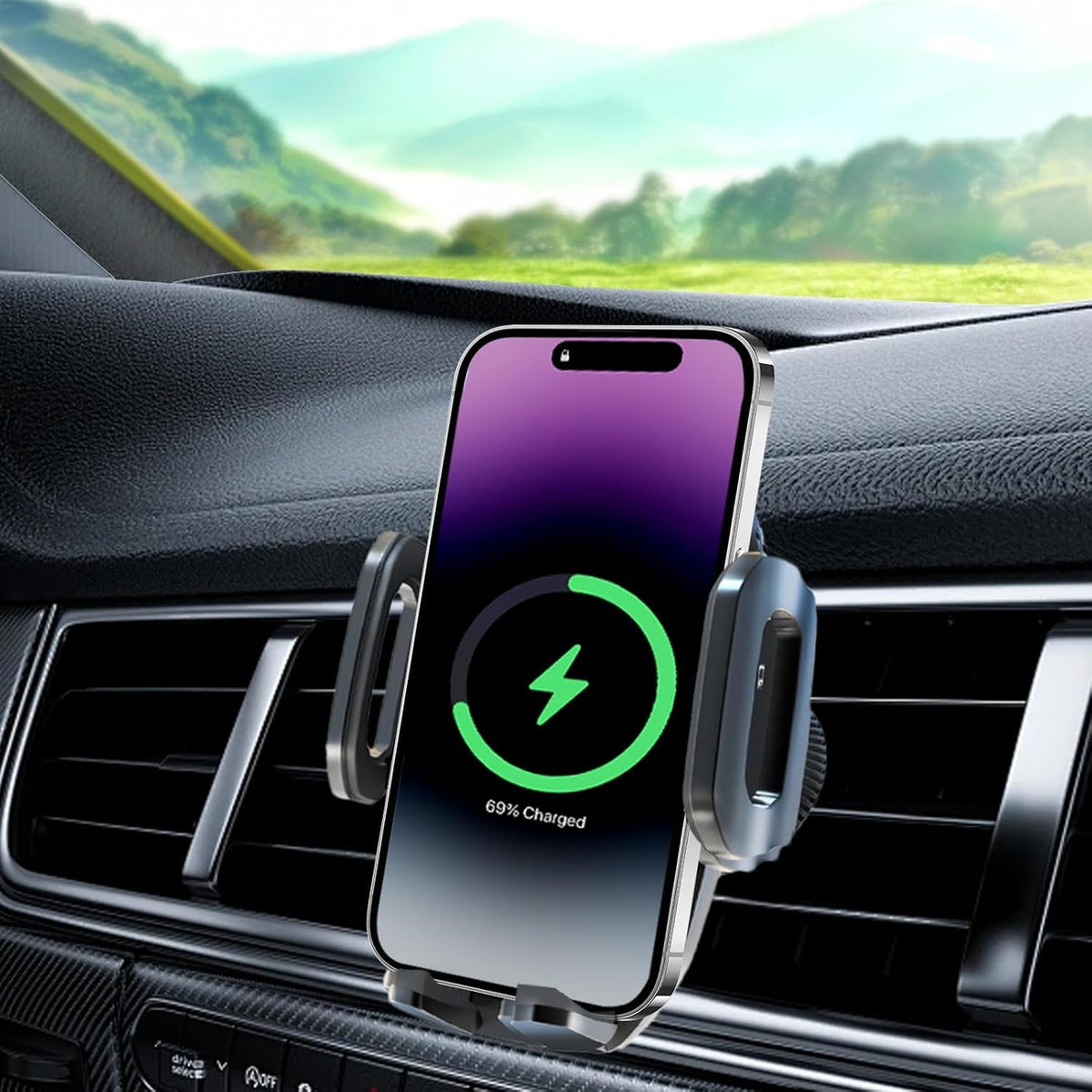 Phone Mount For Car Wireless Charger 360° Rotation Temperature Control Chip | Fast Charging Phone Holder Extendable Base for Home