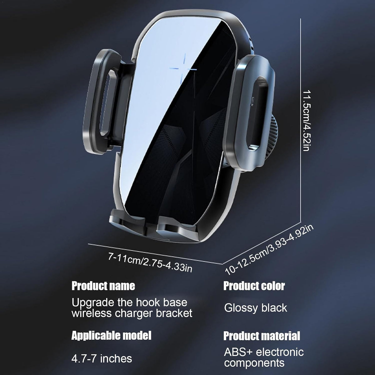Phone Mount For Car Wireless Charger 360° Rotation Temperature Control Chip | Fast Charging Phone Holder Extendable Base for Home