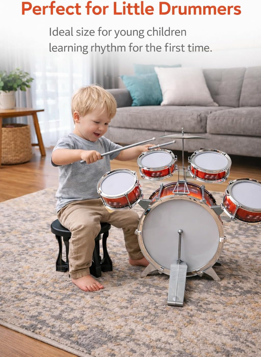 Mini Musical Drum Kit for Toddlers & Young Children | Pretend Play Rhythm Toy | Ages 3+