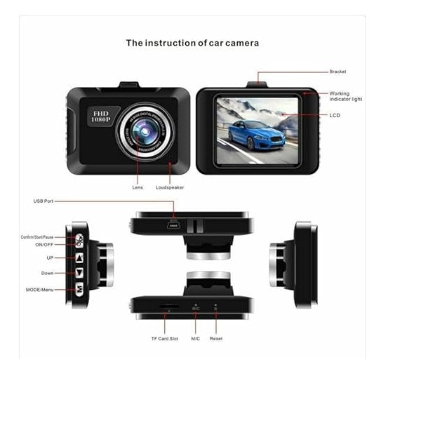Aerbes AB-Q501 200Mah Full HD 1080P Car Dash Cam with Wide-Angle Lens.