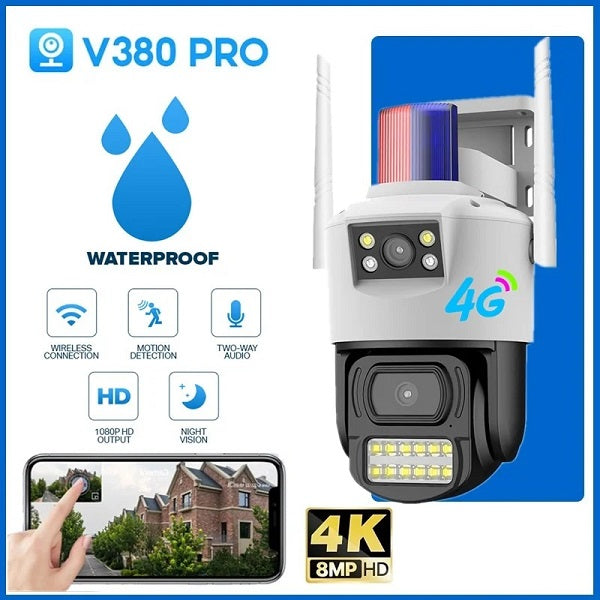 JG20375626 Dual Lens Night Vision Outdoor 4G Camera With V380 Pro App
