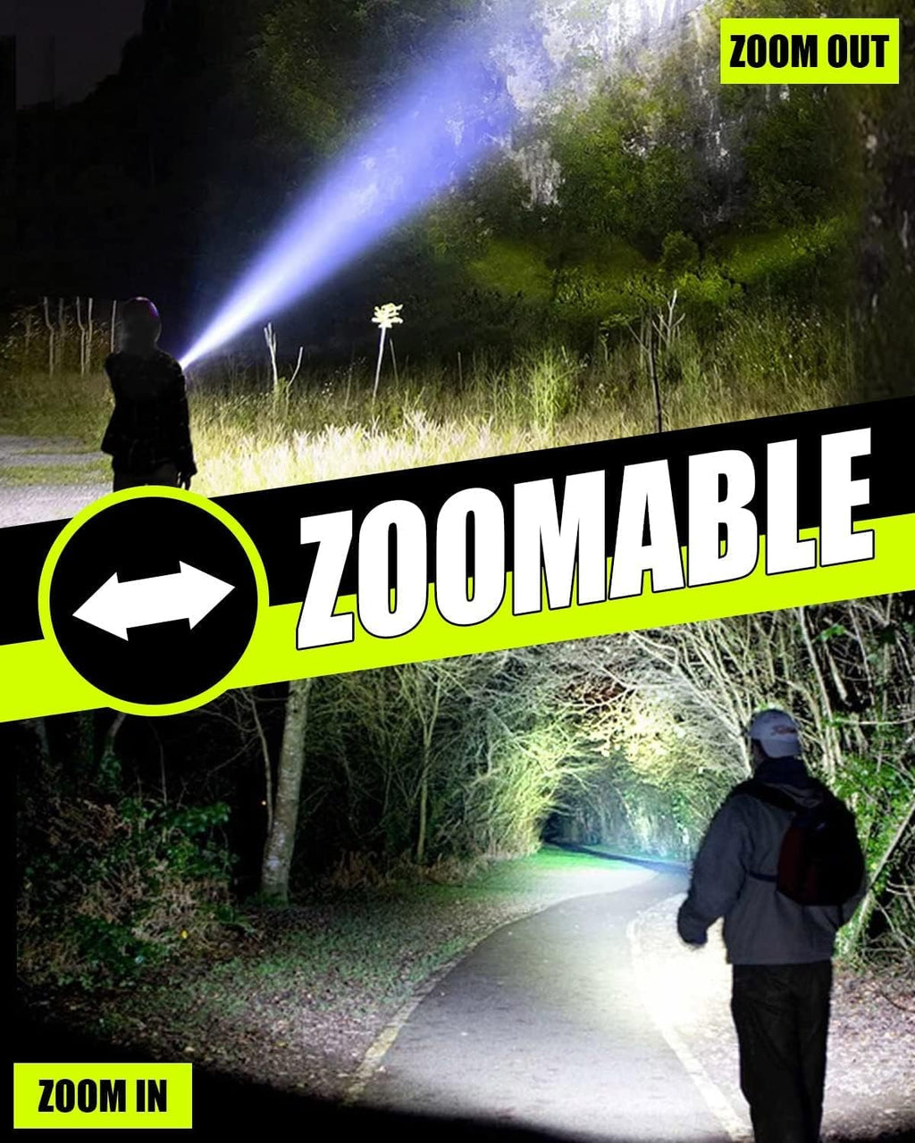 T350 Aluminum Alloy , Rechargeable LED Tactical Flashlight, Aluminum, 5 Modes, Black | Rechargeable black aluminum LED flashlight with 5 light modes, zoom focus and...