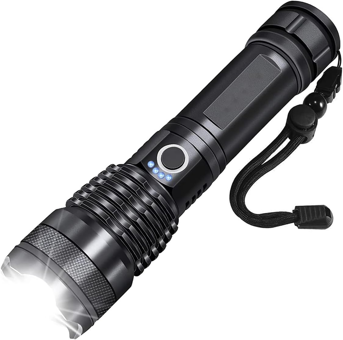 T350 Aluminum Alloy , Rechargeable LED Tactical Flashlight, Aluminum, 5 Modes, Black | Rechargeable black aluminum LED flashlight with 5 light modes, zoom focus and...