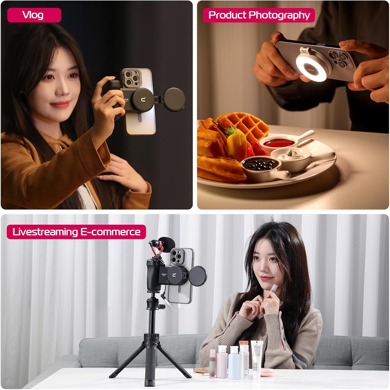 Magnetic Selfie Light, LED Fill Light Compatible with Magsafe, LED Selfie Ring Light Included Sticky Ring for Phones, for...