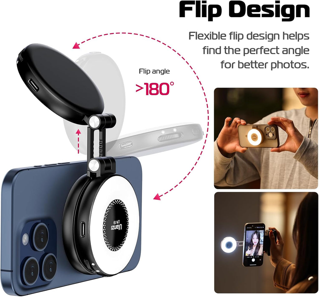 Magnetic Selfie Light, LED Fill Light Compatible with Magsafe, LED Selfie Ring Light Included Sticky Ring for Phones, for...