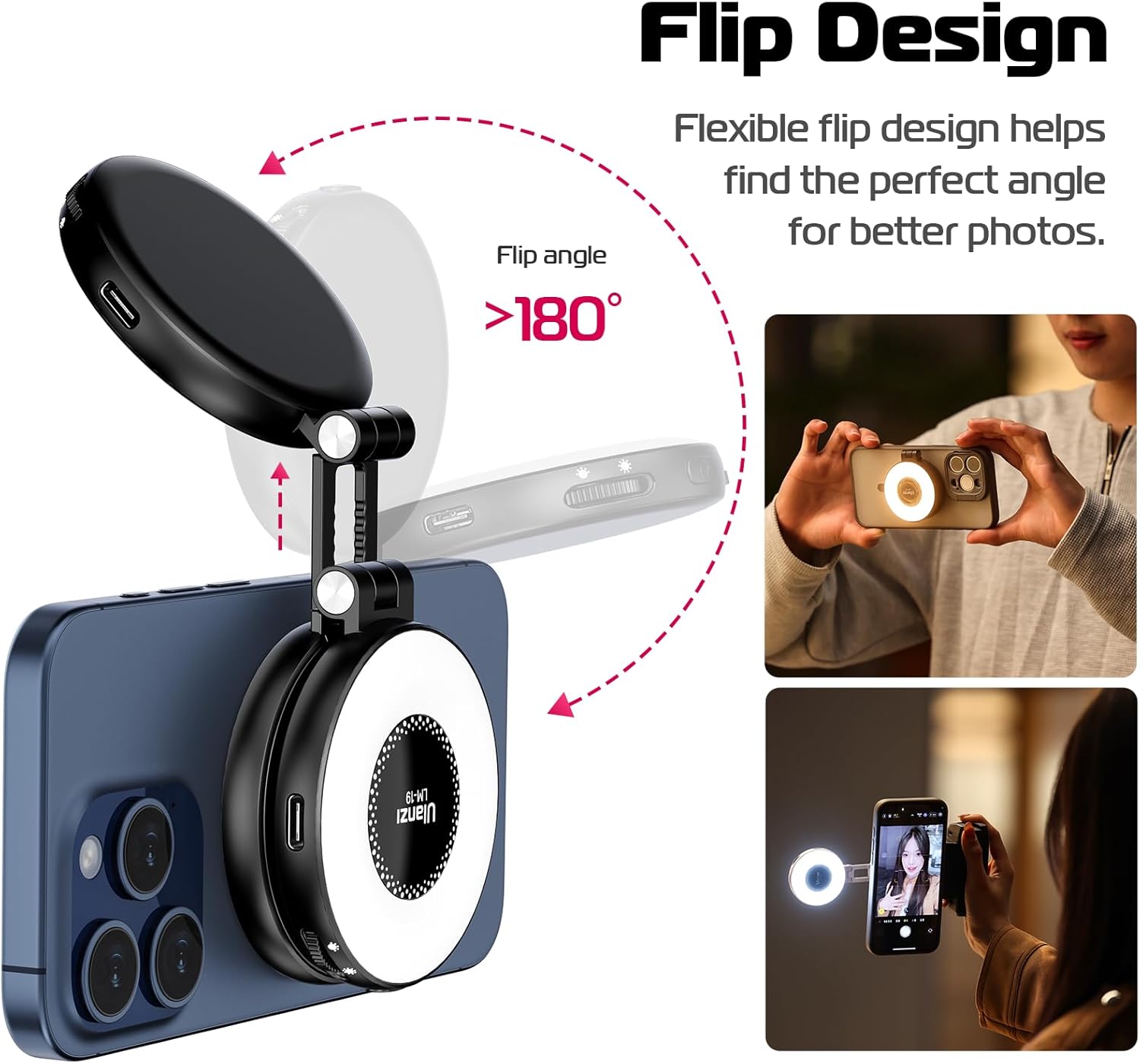 Magnetic Selfie Light, LED Fill Light Compatible with Magsafe, LED Selfie Ring Light Included Sticky Ring for Phones, for...