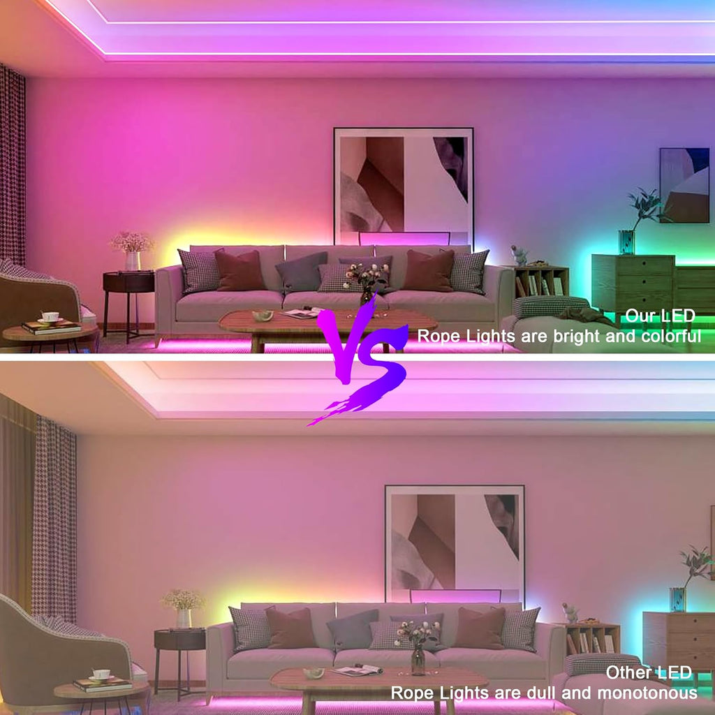 5M Neo5M Neon LED Rope Lights, Waterproof LED Lights for Bedroom, Flexible Light Strip with Remote and APP Control,n LED Rope Lights, Waterproof LED Lights for Bedroom, Flexible Light Strip with Remote and APP Control,