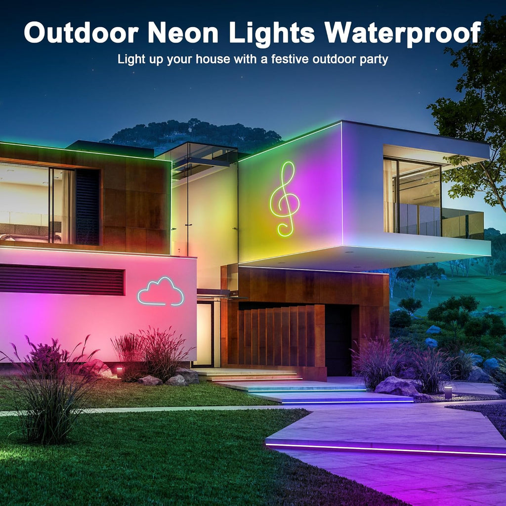 5M Neo5M Neon LED Rope Lights, Waterproof LED Lights for Bedroom, Flexible Light Strip with Remote and APP Control,n LED Rope Lights, Waterproof LED Lights for Bedroom, Flexible Light Strip with Remote and APP Control,