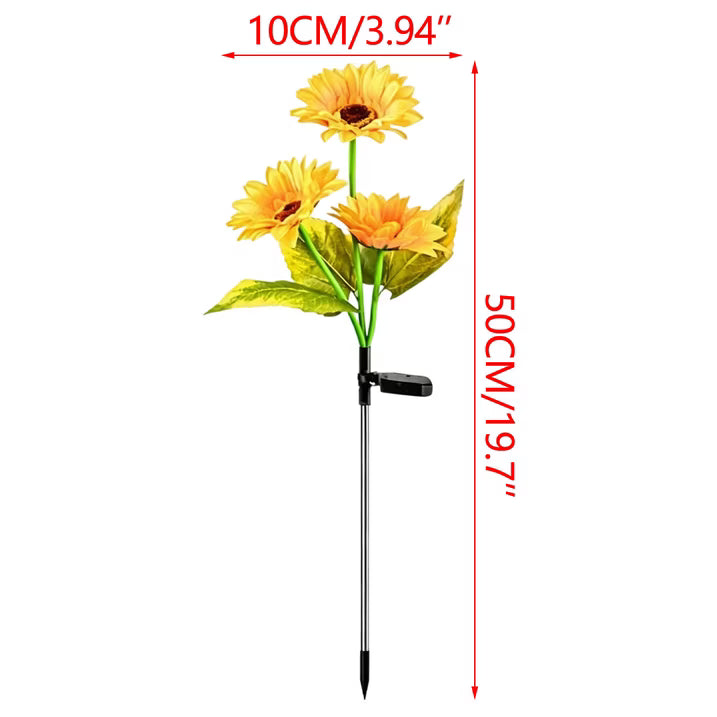 Solar Powered LED Sunflower Shaped 3 Head Light.