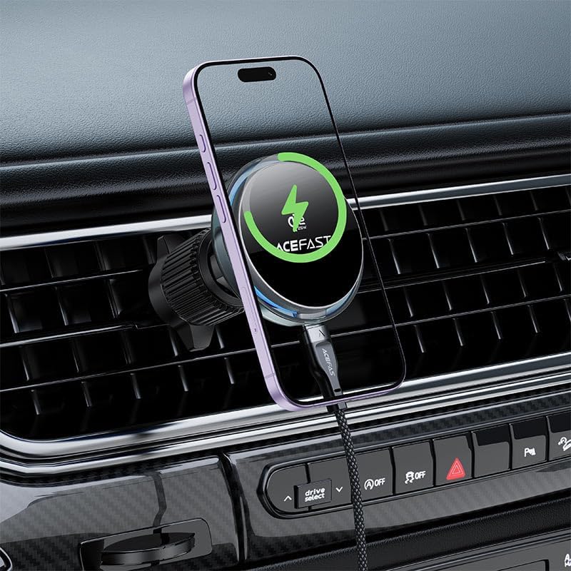 Magnetic Wireless Car Charger Mount, Phone Holder with Cooling Fan, Compatible with iPhone 12-17 and Qi-2.2 Enabled Devices