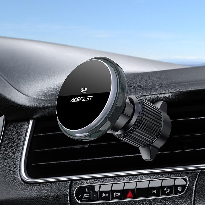 Magnetic Wireless Car Charger Mount, Phone Holder with Cooling Fan, Compatible with iPhone 12-17 and Qi-2.2 Enabled Devices
