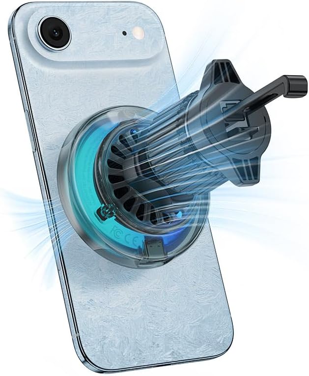 Magnetic Wireless Car Charger Mount, Phone Holder with Cooling Fan, Compatible with iPhone 12-17 and Qi-2.2 Enabled Devices