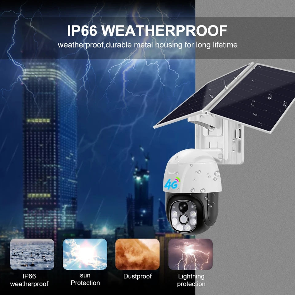 VC8PT-4G Solar Powered Dual Light Source 4G Outdoor Surveillance Camera V380pro App.