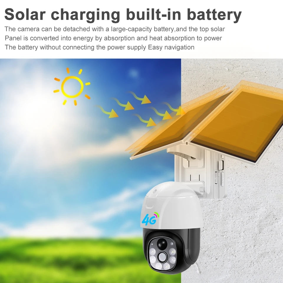 VC8PT-4G Solar Powered Dual Light Source 4G Outdoor Surveillance Camera V380pro App.
