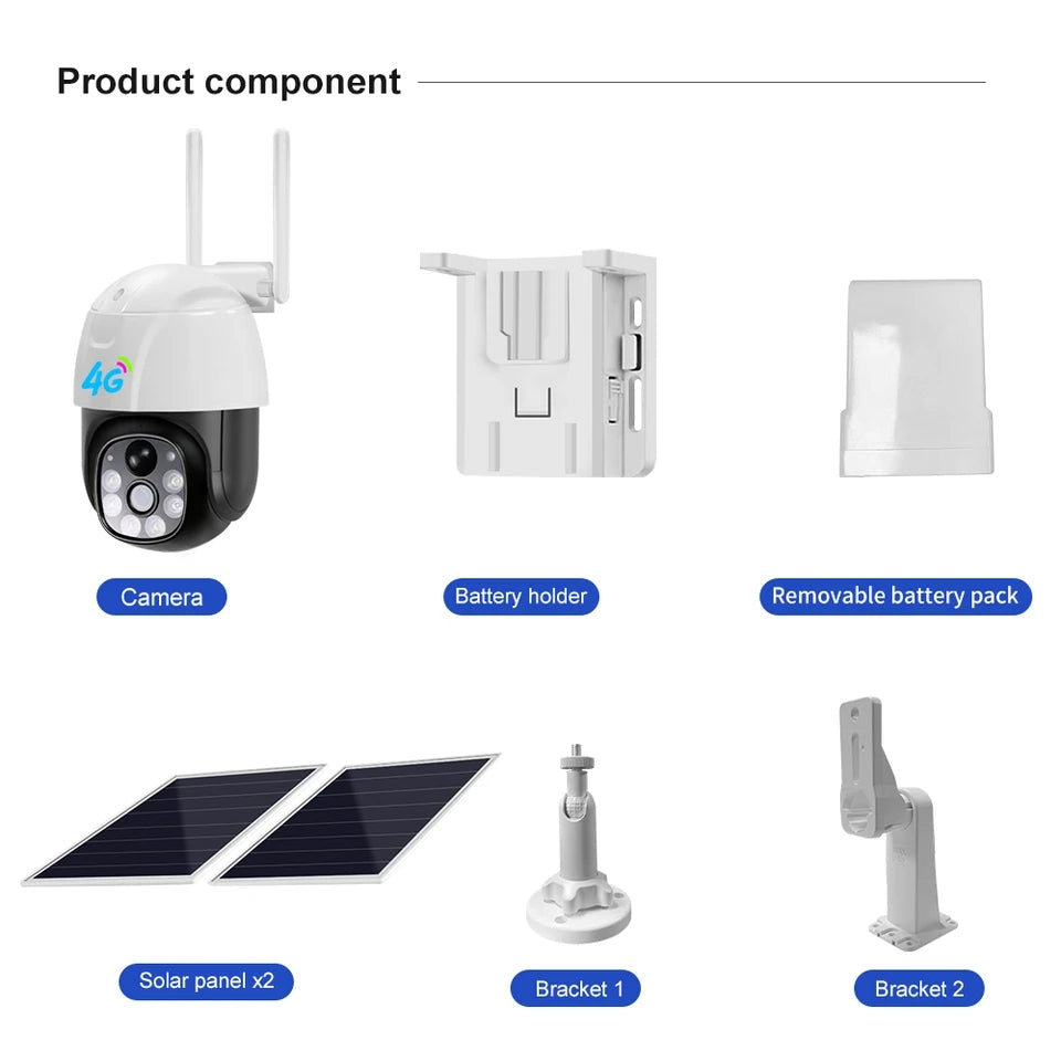 VC8PT-4G Solar Powered Dual Light Source 4G Outdoor Surveillance Camera V380pro App.