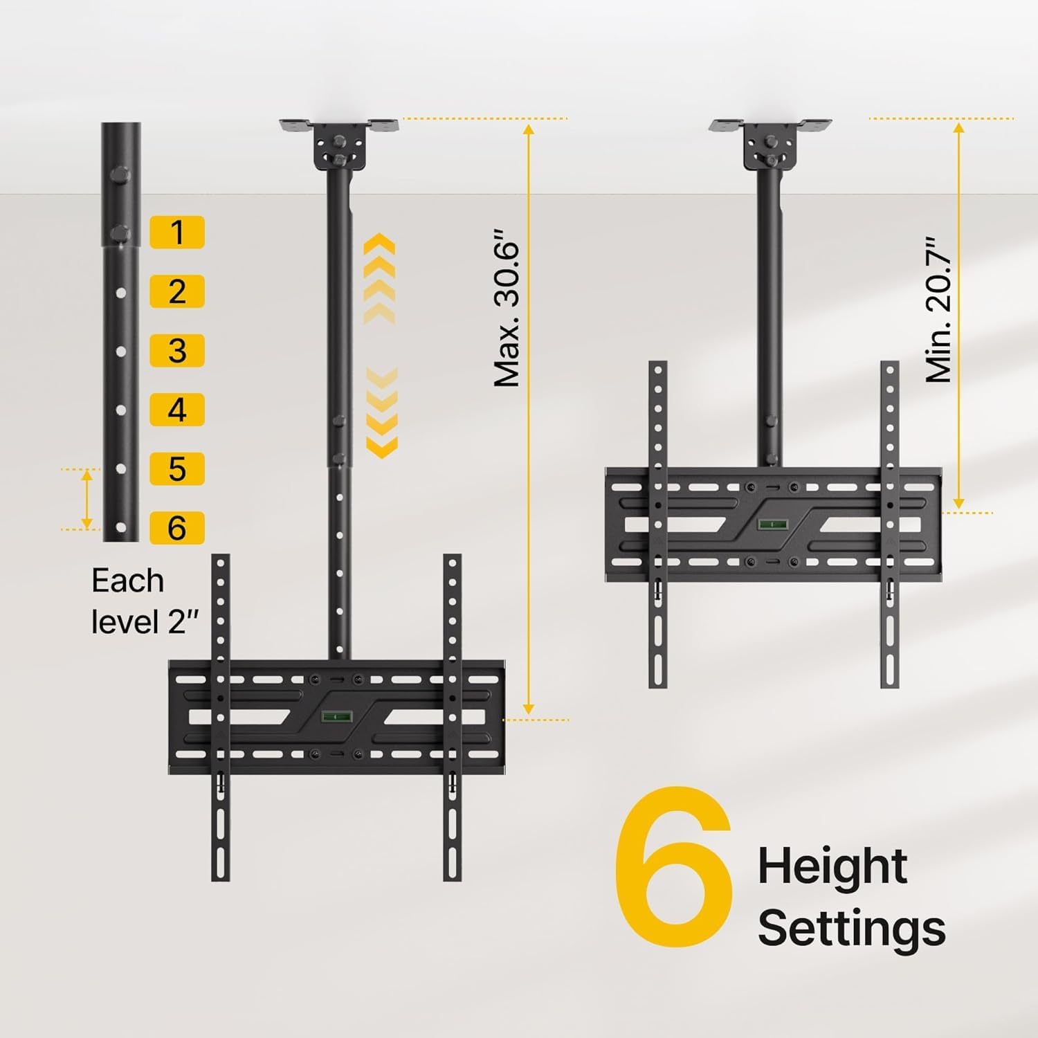 HIGHT & TILT ADJUSTABLE CEILING TV MOUNT BRACKET