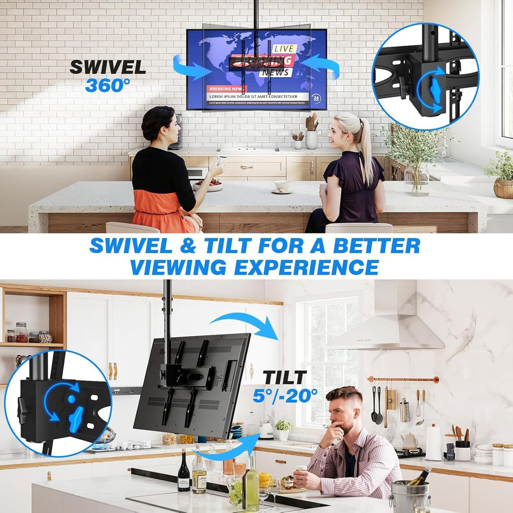 HIGHT & TILT ADJUSTABLE CEILING TV MOUNT BRACKET