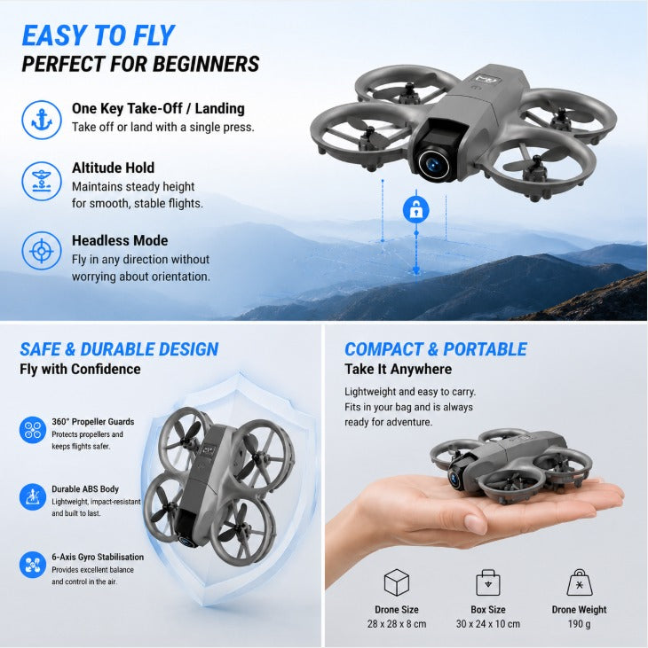 Drone  Mini with Altitude Hold & One-Key Takeoff for Beginner Use