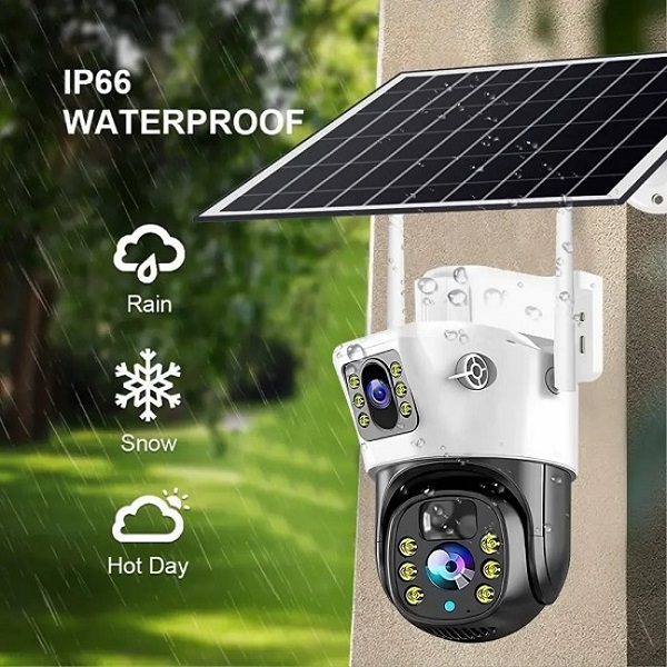 XF00151 Dual Lens Solar Powered WIFI Camera V380 App .