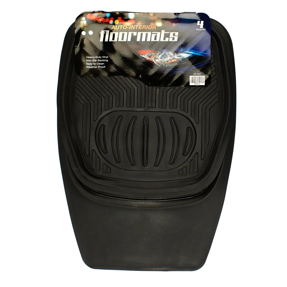 4 Pieces Universal Car Rubber Floor Mats (Black)