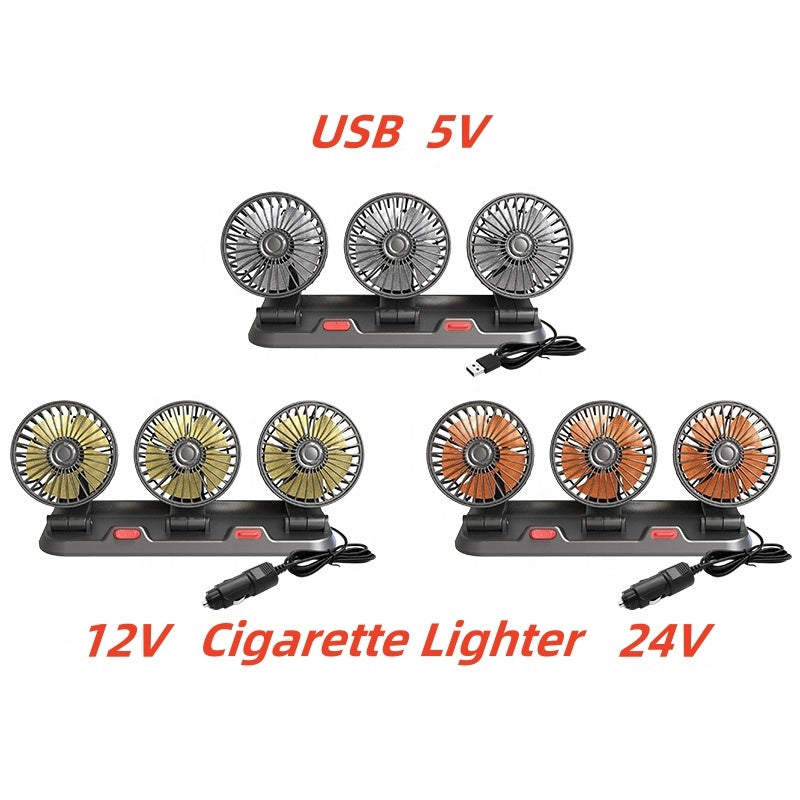 Universal 3 Heads Car Fan Triple Foldable Dashboard Truck Fan Car Accessories 4V 12V 24V Car Fan
