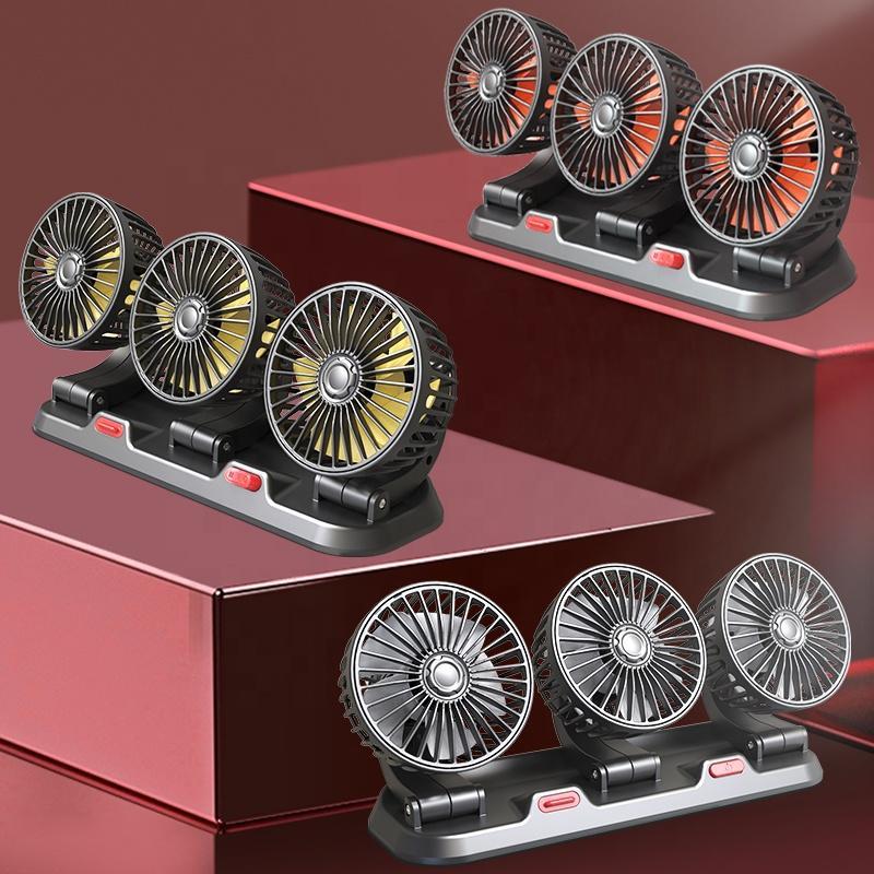 Universal 3 Heads Car Fan Triple Foldable Dashboard Truck Fan Car Accessories 4V 12V 24V Car Fan