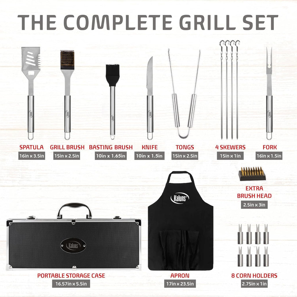 Heavy Duty Stainless Steel BBQ Grill Tools Set for Outdoor Grill with Aluminum... Size:33Pcs