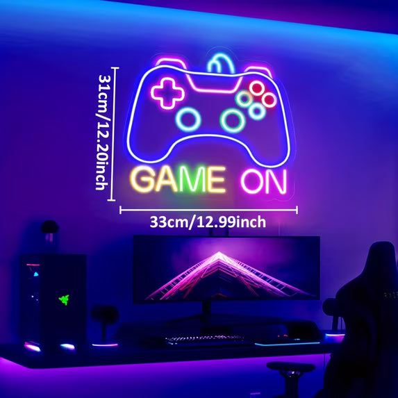 Gaming LED Neon Sign | USB-Powered Dimmable Wall Decor for Teen Bedroom & for Man Cave - "Let's Play" Gamer Gift for Boys, Men & Streamers