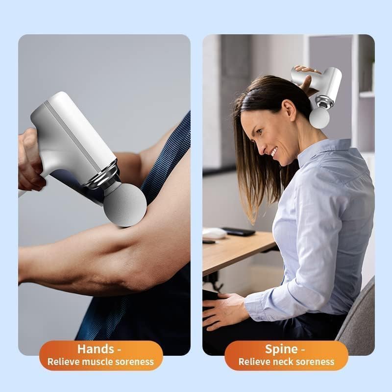 Massage Gun Deep Tissue, Powerful Percussion Muscle Massager with 6 Speeds Adjustable, type-C & mini massage gun for Body Massage, Pain Relief, Fitness...