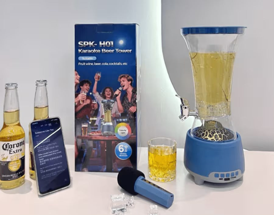 Karaoke Beer Tower Speaker with Microphone