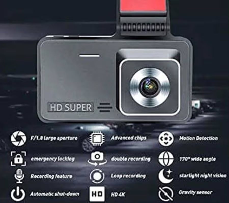 Dual Lens Vehicle BlackBox DVR 4K High-Definition Dash Cam Recorder