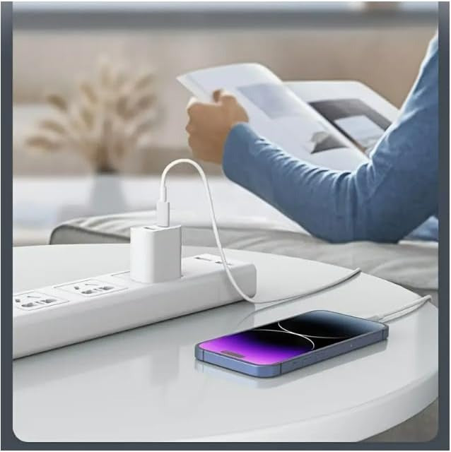 EZRA PD 20W Fast charging and data transfer Cable - Durable & High-Speed Charging Solution, Portable Electronics White (1 meter)