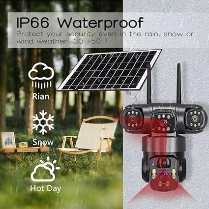 Solar Powered Security Camera 4K Wireless Outdoor 360°