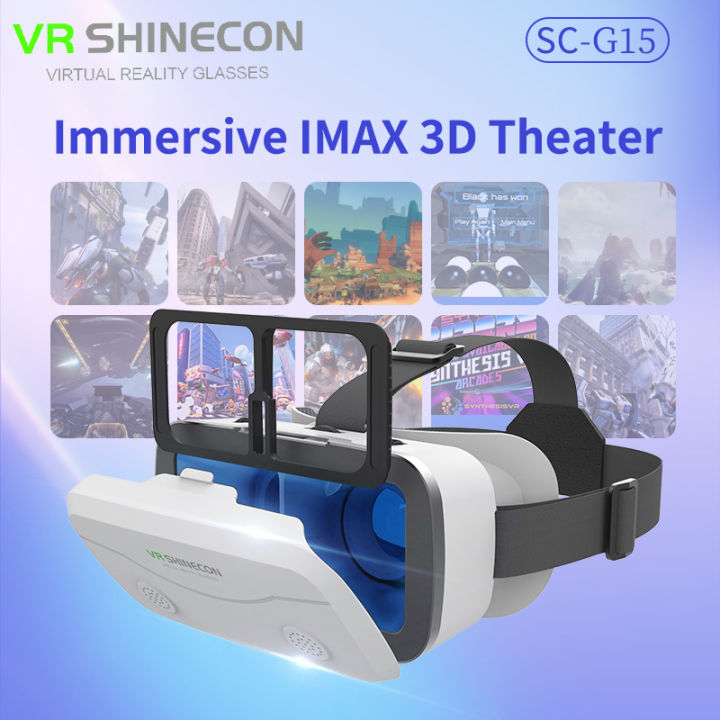 VRSHINECON G15 Helmet Virtual Reality VR Glasses All In One Game Phone 3D Glasses(White)