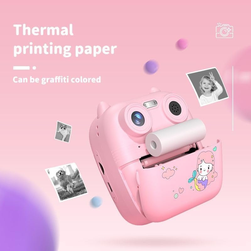 Instant Print Camera for Kids, HD Dual-Lens Selfie Digital Camera with 3 Rolls Print Paper & 32GB Card, Portable Holiday Birthday Gifts Toy for...