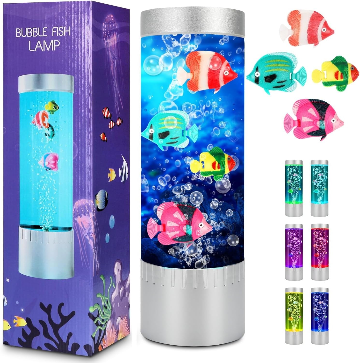 Bubble Fish Lamp, Sensory Bubble Tube Lamp, Artificial Fish Tank with Moving Fish, to Light Up Your Life Like a Lamp, Fish Tank Light and Aquarium.