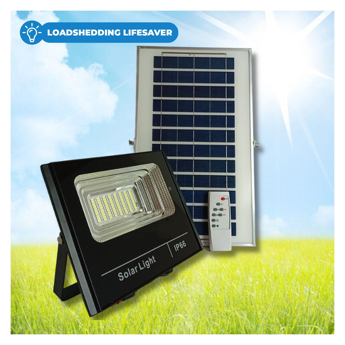 50W LED Solar Flood Light with Remote Control & Solar Panel