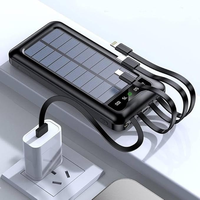 Itel H-209 Solar PowerBank 30000mAh Built in 4 Cable Portable Charging.