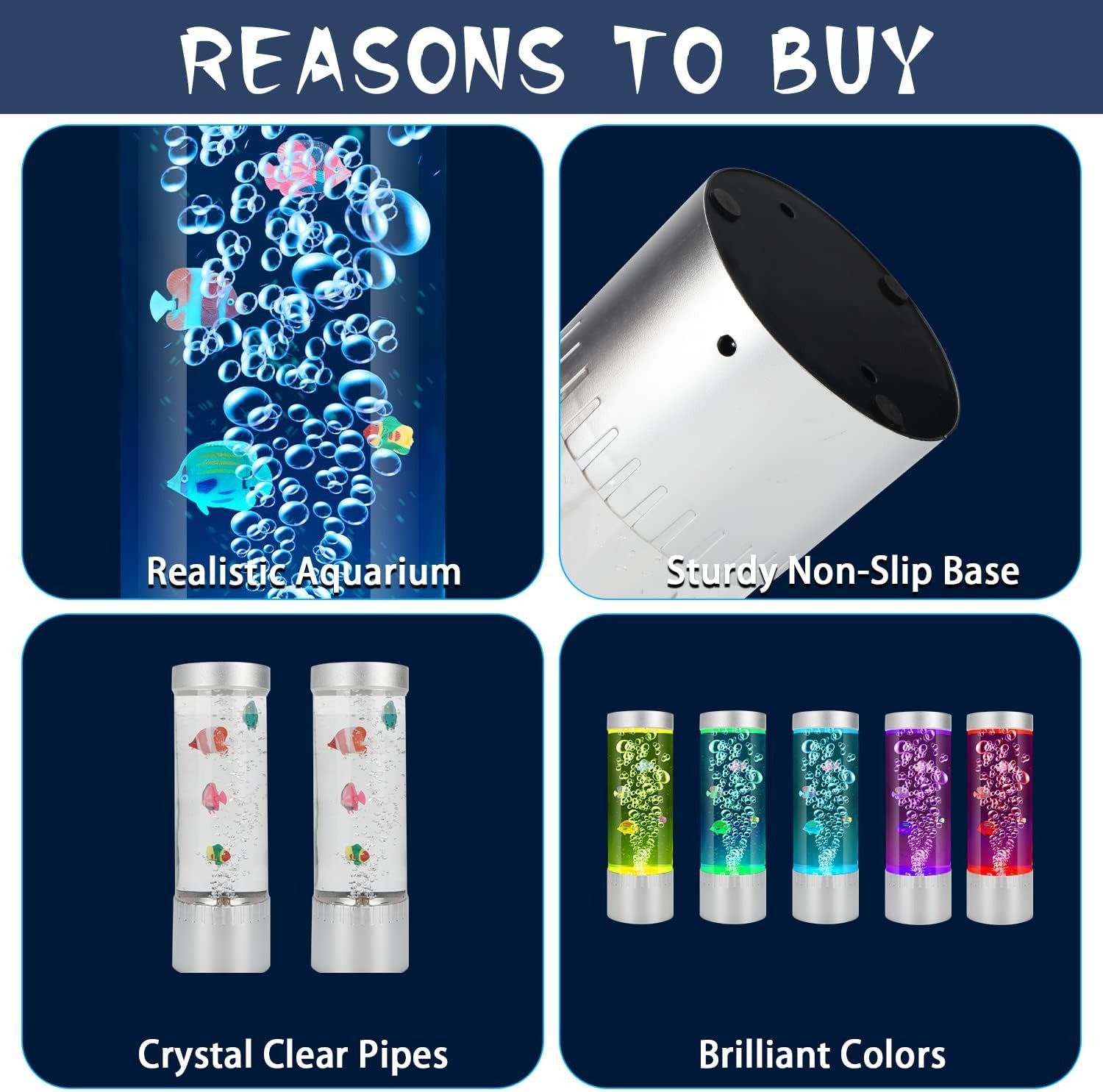 Bubble Fish Lamp, Sensory Bubble Tube Lamp, Artificial Fish Tank with Moving Fish, to Light Up Your Life Like a Lamp, Fish Tank Light and Aquarium.