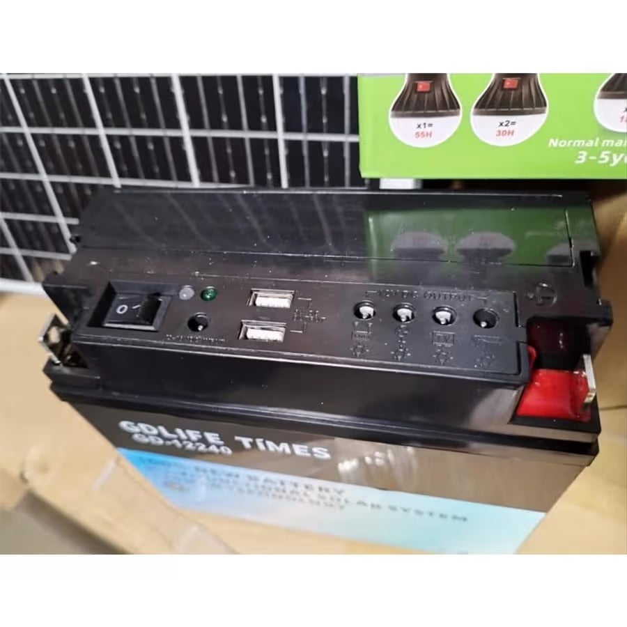 GD12240 12v 20ah Solar Storage Emergency Solar Generator With 4pcs Bulb 20w Solar Panel Ups Battery.